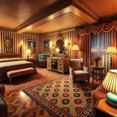 alt= "vintage hotel room El Cortez"