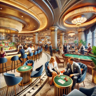 alt= "dining and drinking at Caesar's palace casino"