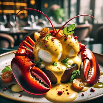 alt= "Lobster Eggs Benedict at Tableau, Wynn Las Vegas"