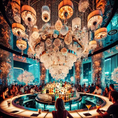 alt= "Chandelier bar, The Cosmopolitan Las Vegas"