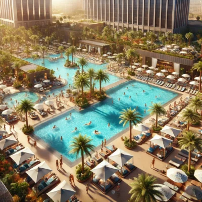 alt= "Pool complex, MGM Grand Las Vegas"
