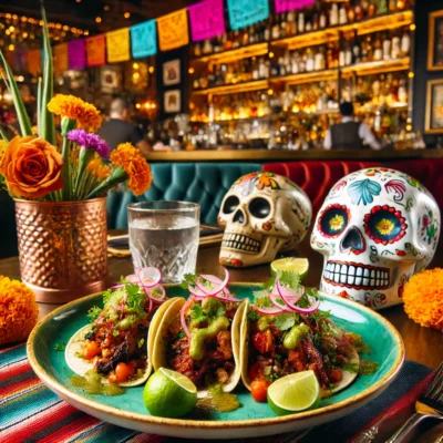 alt= "Dining during Día de los Muertos"