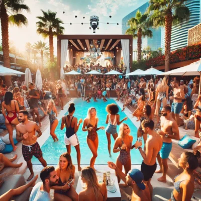alt= "Guests socializing at Drai’s Beachclub"