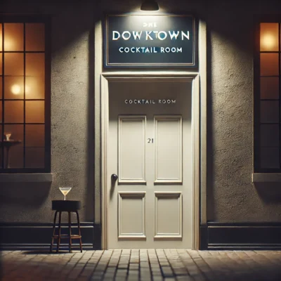 alt= "Secret door to Downtown Cocktail Room"