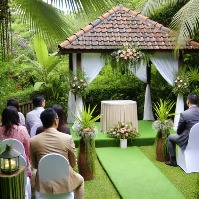 alt= "Intimate garden ceremony at Tropicana Wedding Chapel"