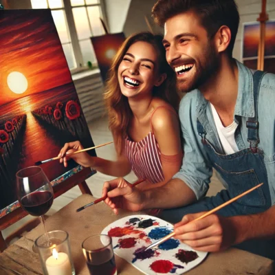 alt= "The best paint and sip classes in Las Vegas for couples"