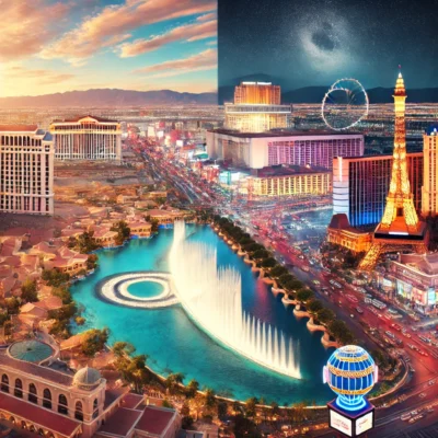 alt= "Las Vegas attractions day and night"