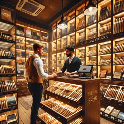 alt= "Cigar humidor at a local cigar lounge, Las Vegas"