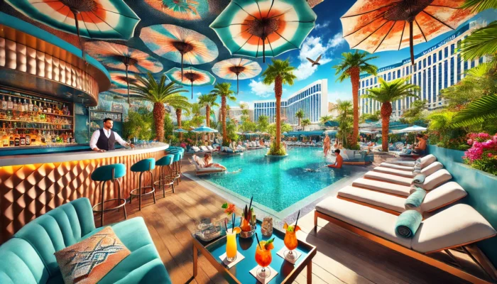 alt= "Poolside bar in Las Vegas"