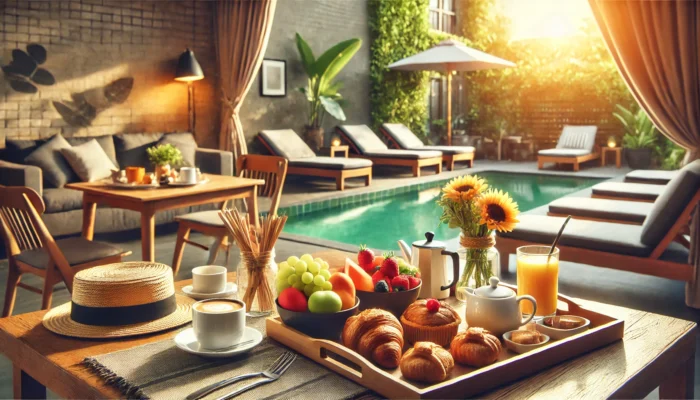 alt= "Buffet breakfast at budget-friendly hotel"
