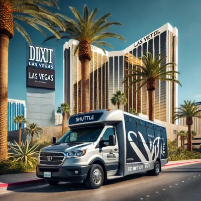 alt= "Las Vegas hotels with free shuttle bus to strip and downtown"