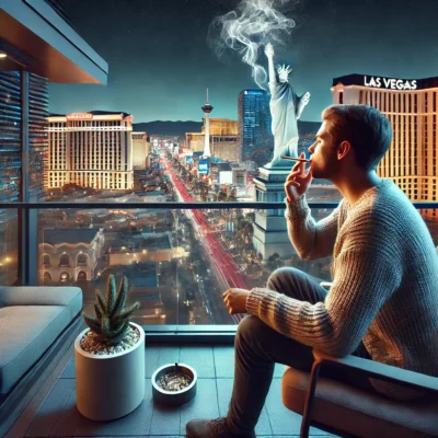 alt= "Guest in Las Vegas hotels with smoking room"