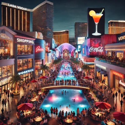 alt= "Nightlife at the best outlet malls in Las Vegas"