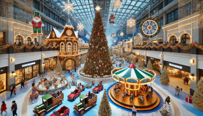 alt= "Las Vegas indoor theme parks with festive decorations"