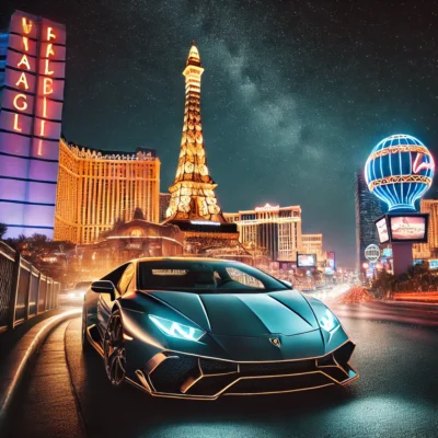 alt= "Cruising the Strip in a luxury car"
