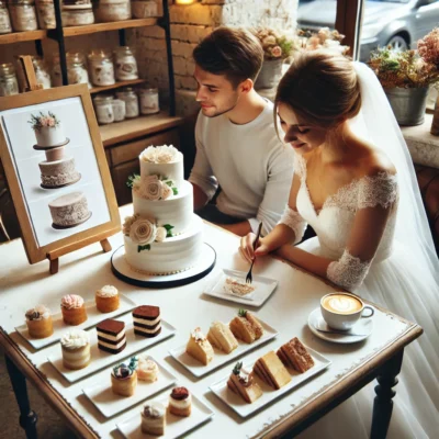alt= "Wedding cake tasting in Las Vegas"