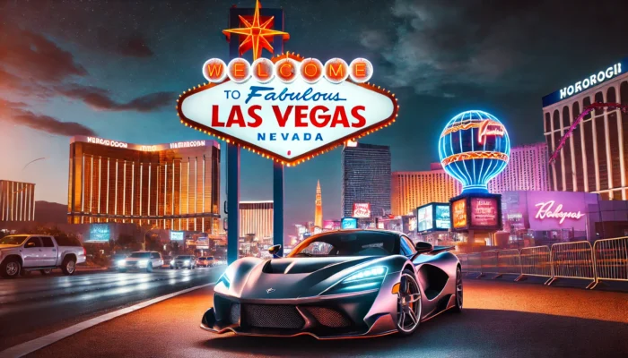 alt= "High-performance sports car in Las Vegas"