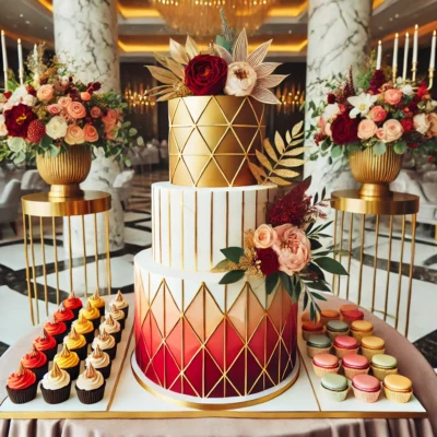 alt= "Trendy wedding cake from a bakery in las Vegas"
