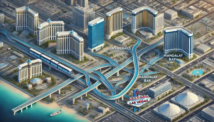 alt= "Map of the best transportation options for convention attendees in Las Vegas"