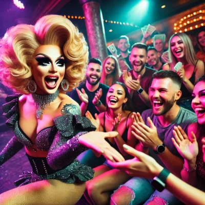 alt= "Enjoying a drag queen show in Las Vegas"