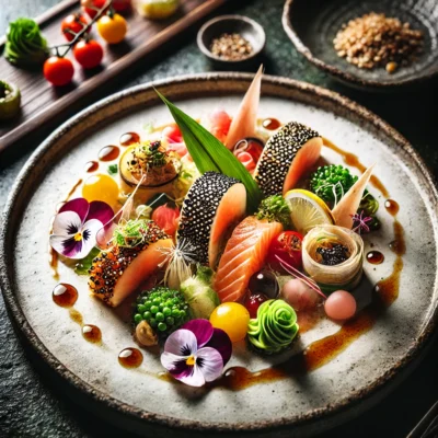 alt= "artistic dish from Nobu at Caesars Palace"