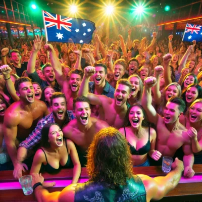 alt= "Audience at Thunder From Down Under Excalibur Hotel Las Vegas"