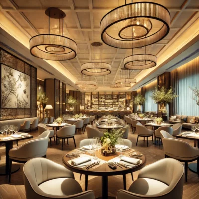 alt= "Inside Picasso's artistic restaurant, Bellagio"