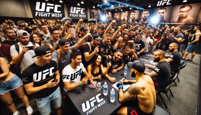 alt= "Fans at a UFC fan expo"