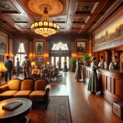 alt= "early days lounge in Golden Gate Hotel"