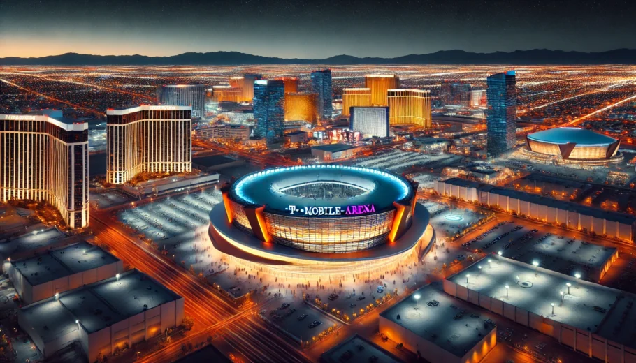 T Mobile Arena in Las Vegas at night - NHL Games