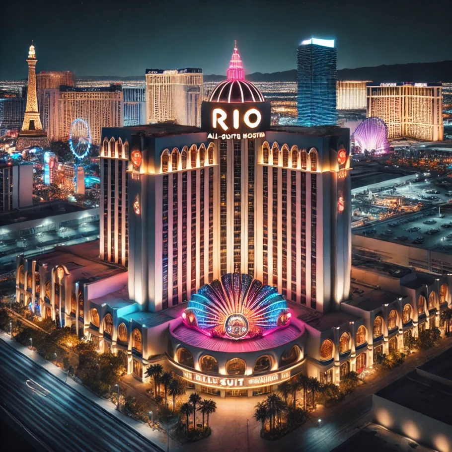 The Rio All Suite Hotel Casino at night - Penn & Teller
