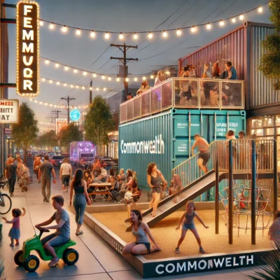 alt= "Container park playground near Commonwealth"