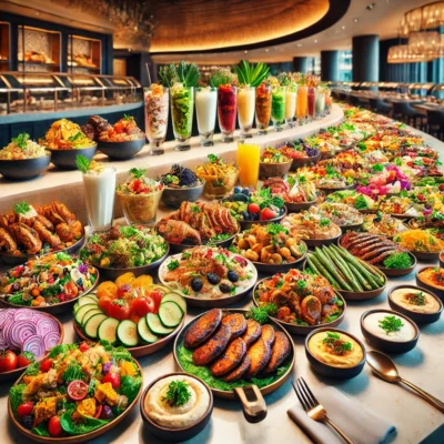 alt= "Latin American and Middle Eastern Food at ARIA Buffet"