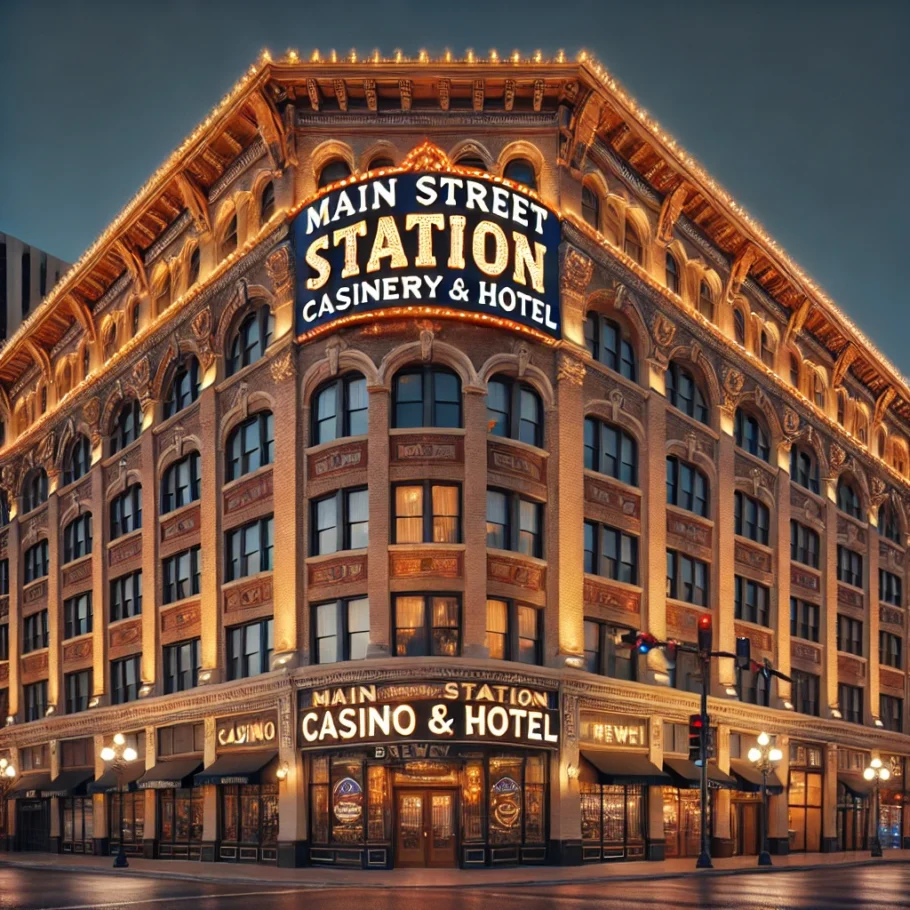 alt= "Main Street Station, Casino, & Brewery Hotel, Las Vegas"