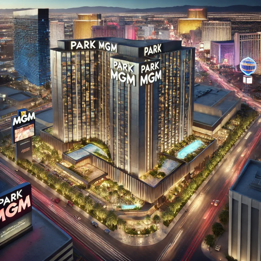 Park MGM showcasing its sleek architecture and prominent location on The Las Vegas Strip - Juniper Cocktail Lounge