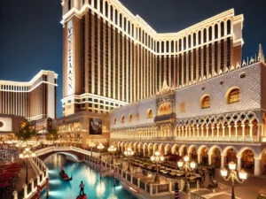 The Venetian Hotels grand exterior at night - Joe's Seafood