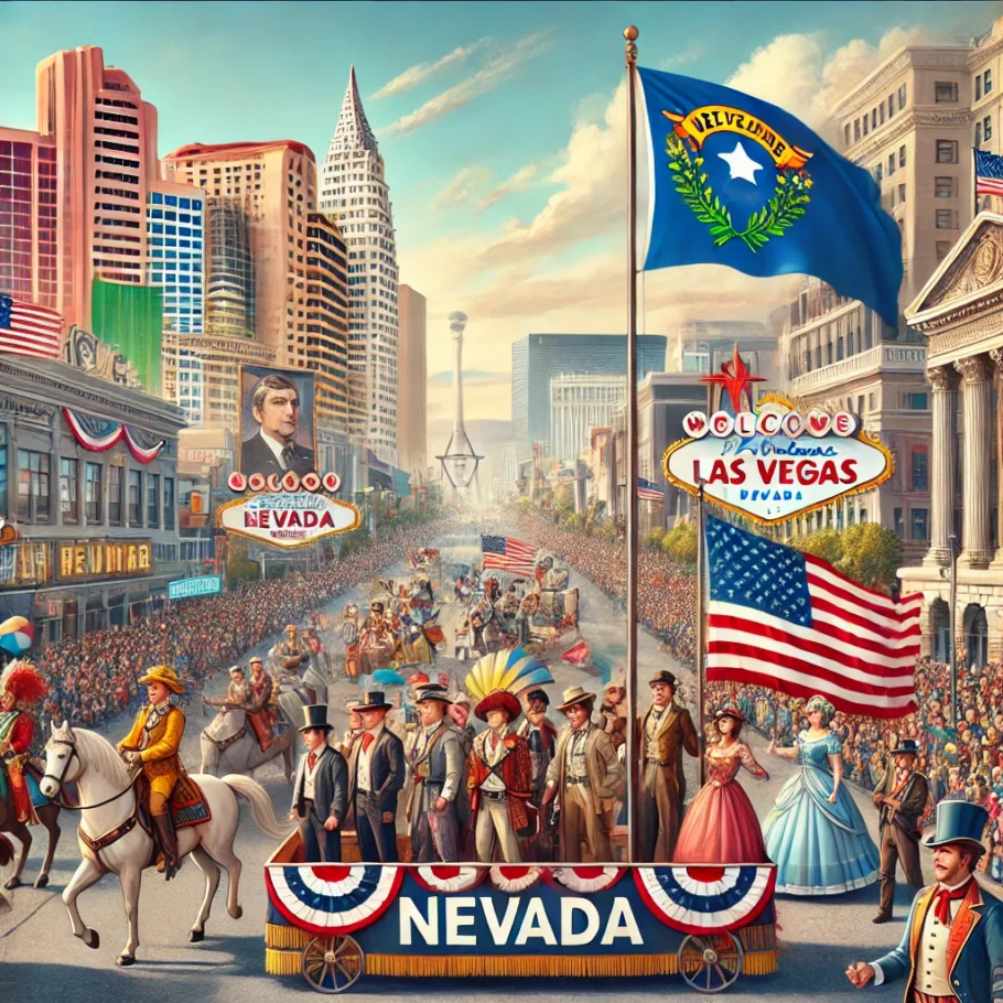 alt= "Parade for Nevada Day in Las Vegas"