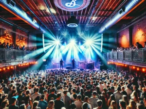 alt= "Brooklyn Bowl during live music"