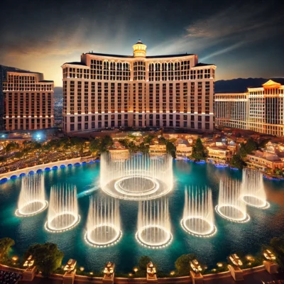 alt= "Entertainment near the Bellagio wedding chapel"