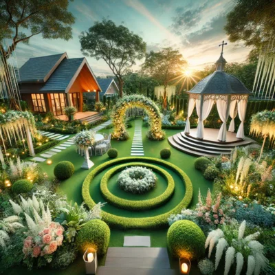 alt= "Mon Bel Ami wedding garden"