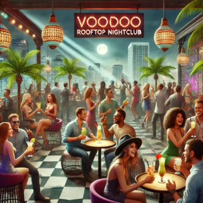 alt= "Friends enjoying a night at Voodoo Rooftop Nightclub"