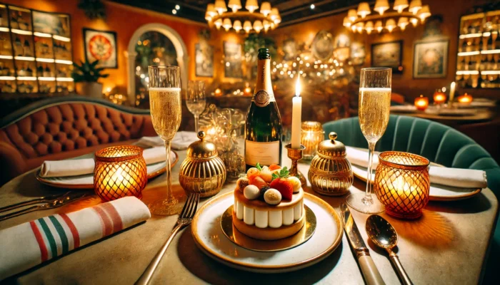 alt= "Festive table at Osteria Costa"