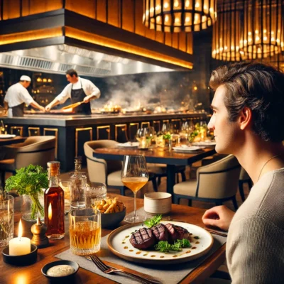 alt= "Guest at Heritage Steak"
