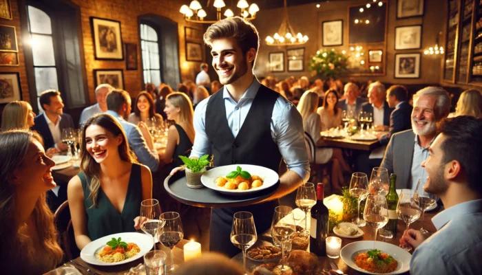 alt= "Server at Osteria Costa"