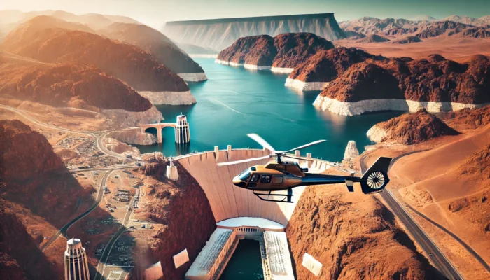 alt= "Las Vegas Helicopter tour over Hoover Dam"