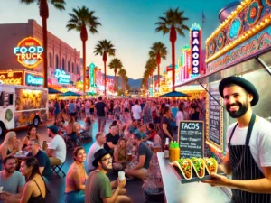 alt= "Food trucks selling the best street food in Las Vegas"