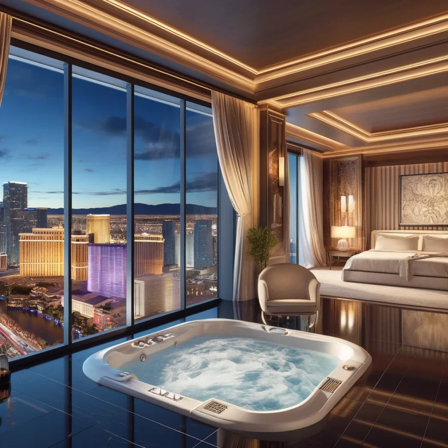 alt= "Luxurious Las Vegas hotel suites with jacuzzi"