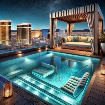 alt= "Unique features of the best rooftop pools in Las Vegas"