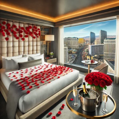 alt= "A suite included in Las Vegas luxury hotel deals for couples"
