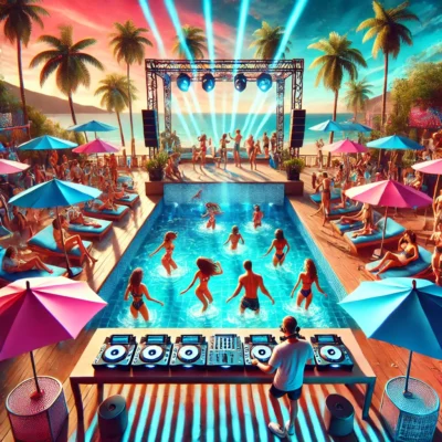 alt= "Poolside DJ event, las Vegas"